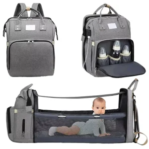 Multifunctional Waterproof Mommy Baby Diaper Bag Crossbody Canvas Nylon Diaper Changing Organizer Stylish Backpack Design PU