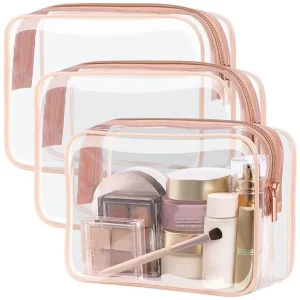 Multiple Sizes Personalized Logo Color Clear Makeup Pouch Waterproof Transparent PVC Cosmetic Bags