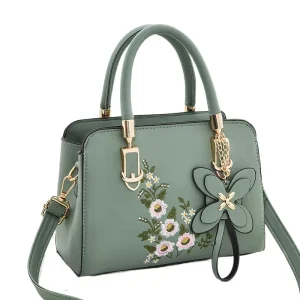 NEW YCH Ladies PU Leather Women’s Fashion Luxury Crossbody Handbag Autumn Winter Flower Pattern Zipper Closure