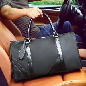NOVOTE Custom Gym Bag for Men Nylon Outdoor Travel Weekend Large Black Duffel Bag for Travelling