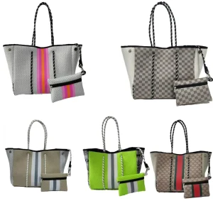 Neoprene Bag Custom Logo Manufacturer Multi Functional Neoprene Women Elegant Large Beach Tote Bag With Inner Zipper Pocket