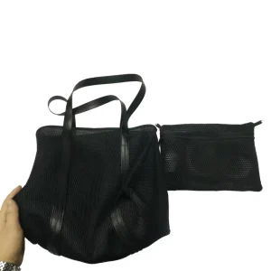 Neoprene Mesh Net Fabric Tote Bag Zipper Closure Chains Solid Color Summer Casual Shopping Bag Polyester Lining Beach Travel