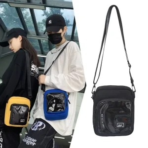 New Arrival Fashion Sling Shoulder Canvas Messenger Bags Crossbody Men With Pvc Front Pocket