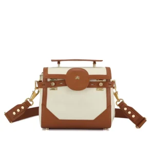 New Canvas Splicing Ladies Single Shoulder Crossbody Small Biker Bag Spring New Calf Leather Bag