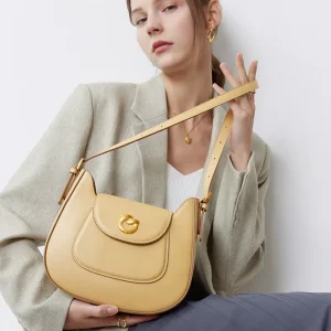 New Cowhide Crossbody Bag Niche Light Luxury Leather Women’s Bag Design Single Shoulder Saddle Bag