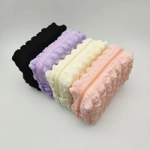 New Creative Fashion Solid Color Large Capacity Storage Makeup Bag Portable Bubble Zipper Pouch Beauty Cosmetic Bags with Logo
