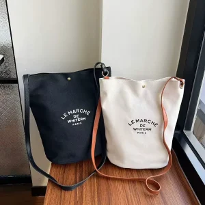 New Design Custom Logo Large Eco Friendly Durable Canvas Crossbody Tote Bag Leather Handles for Women Men Customizable Size