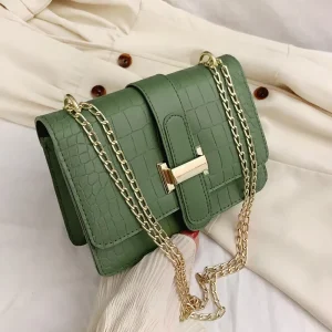 New Design Fashion Small Handbags Chain Shoulder Wide Strap PU Leather Crossbody Messenger Bags Women Handbags