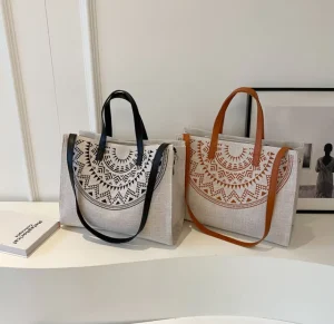 New Fashion Large Capacity Handbags for Women Canvas Tote Shoulder Bags Multi Season Accessory for Summer Autumn Winter