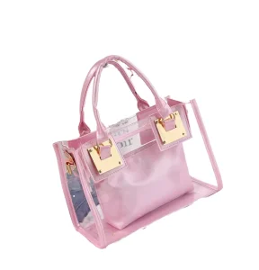 New Fashion Lightweight PVC Clear Purse Handbags Luxury High Quality Waterproof Portable Transparent Tote Three Lady Summer