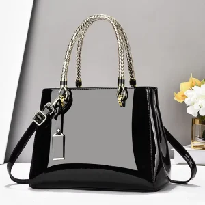 New Fashion Women’s Luxury PU Leather Zipper Closure Large Capacity Crossbody Shoulder Tote Bags with Polyester Lining