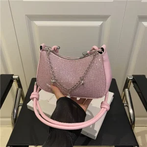 New Fashionable Handbag Shiny Shoulder Bag with Chain High Quality Women’s Crossbody Bag