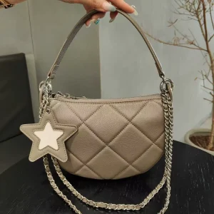 New Genuine Leather Women’s Handbag Crescent shaped Chain Hand shoulder Crossbody Bag Urban Minimalist Style