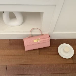 New High End Woven Texture Square Bag Korean Style Ladies Lock Buckle Handbag Shoulder Crossbody Purse