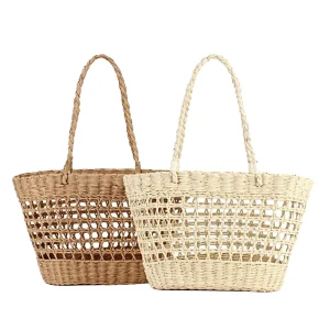 New Hollow Handmade Woven Casual Beach Holiday Shoulder Bag Mori Simple All-match Large Capacity European-American Retro Winter