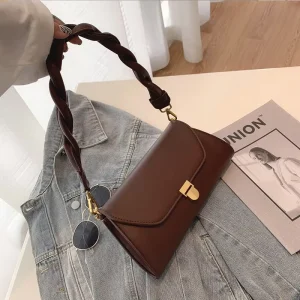 New Luxury European American Fashion Designer PU Woven Shoulder Strap Medium Underarm Bag Lady Spring Summer Messenger