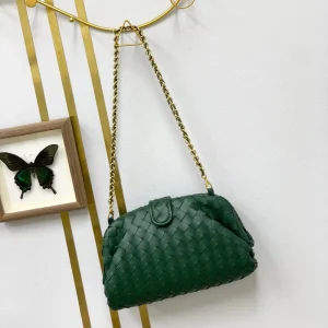 New Luxury Genuine Leather Woven Bag for Ladies Trendy Genuine Leather Handmade Weaving Bags Shoulder Bag