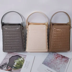New PU Women Mobile Phone Case Fashion Bamboo Joint Pattern Handbag Pearl Chain Crossbody Shoulder Bag
