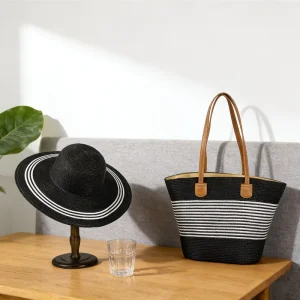 New Paper Woven Beach Shoulder Bag for Women Lightweight Seaside Tote Bag for Women