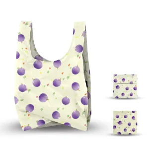 New Promotion 210T Polyester Foldable Lunch Bag Reinforced Reusable Collapsible Grocery Tote Bags with Shoulder Strap
