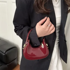 New Pu Leather Hobo Bag for Women Mini Fashion Shoulder Handbag Trendy Small Underarm Purse with Top Handle for Party