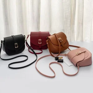 New Semi Shaped Saddle Gril Bag Solid Color Belt Women Single Shoulder Bag Pu Crossbody Women Bag