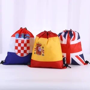 New Spain Country Flag Design Event Sports Gym Polyester Drawstring Bag Backpack with Logo