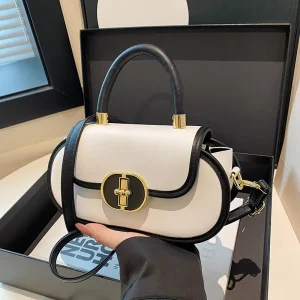 New Spring Fashionable Lady Style Luxury Woman’s Handbags High Quality Flap Crossbody Bags PU Leather Stitching Color Lock
