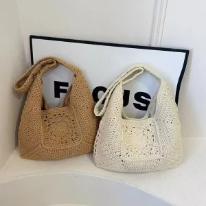 New Style Cotton Thread Hand Woven Single Shoulder Bag Casual Large Capacity Beach Bag