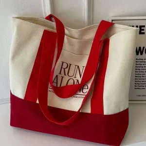 New Style Fashion Eco Friendly Shopping Women Grocery Canvas Tote Bag with Pocket Cotton Tote Bags Custom Printed Logo