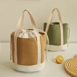 New Style Large Capacity Eco friendly Canvas Custom Food Cooler Bag Zipper Thermal Insulated Tote Lunch Bags