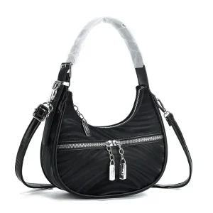 New Style PU Zipper Evening Clutch High Value Fashion Shoulder Bag Large Capacity Lightweight Crescent-Shaped Crossbody Handbag