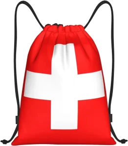New Switzerland Flag Drawstring Bag Patriotic String Backpack for Crazy Soccer Football Fan