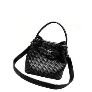 New Trendy Fashion Woven Shoulder Bag PU Leather Woven Handbag for Ladies Factory
