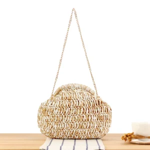 New Two Tone Handwoven Bag for Women Daily Casual Beach Tote Fashion Minimalist Unique Purse for Summer Vacation
