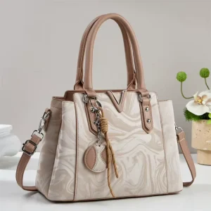 New Women’s Large Capacity Tote Bag Fashion Handbag with V Shape Metal Logo for Office Commute Elegant Shoulder Purse