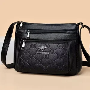 New Women’s Soft Pu Leather Plaid Single Strap Shoulder Crossbody Bag Fashion Zipper Polyester Street Summer Middle Size
