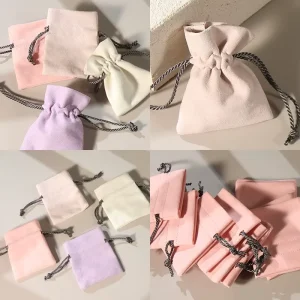 Nice Microfiber Leather Vegan Suede Jewelry Storage Pouch Bag With Drawstring