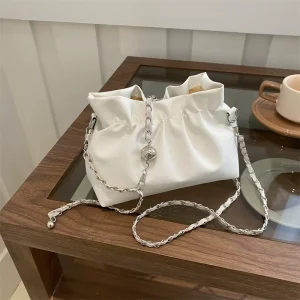 Niche-style Textured Bag Women Versatile Chain-strapped Shoulder Crossbody ZIP High-end Pleated Cloud-shaped