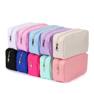 Nylon Candy Cosmetic Bags Custom Fashion Fabric Cosmetic Case Women Travel Makeup Bags Plus Size Toiletry Pouch DIY Letter Bag