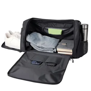 Nylon Gym Bag with Dry/Wet Separation Large Capacity Water Resistant Sports Travel Bag Yoga & Gym Use Adjustable Strap