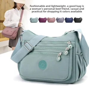 Nylon Multi Layer Shoulder Bag Lightweight Minimalist Casual Crossbody Bag Large Capacity Mom Cash Storage Bag