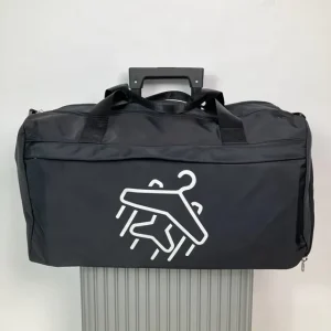 Nylon Waterproof Men Women Duffel Bag With Shoe Compartment Black Polyester Travel Bag Gym Bag With Customized Logo