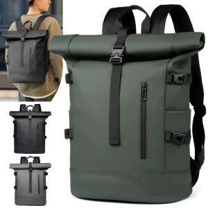 OEM Custom Expandable Waterproof Oxford Roll Top Backpack Daily Business Casual Laptop Daypack Zipper Closure Polyester For