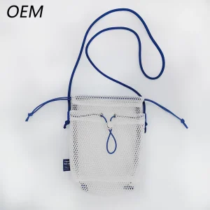 OEM Custom Polyester Drawstring Mesh Bag Packable Storage Pouch for Resort Merchandise & Island Souvenir