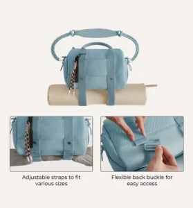 OEM Factory Custom Logo Yoga Sports Travel Gym Bag Light Blue Mini Travel Bag for Women Girl Weekender Duffel Bag