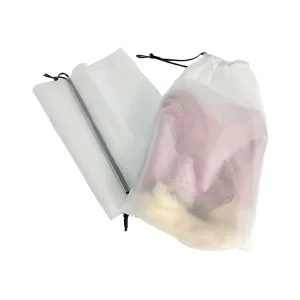 OEM Factory Custom Printed Logo Reusable CPE Drawstring Bags for Socks & Shoes Clothing Packaging Storage