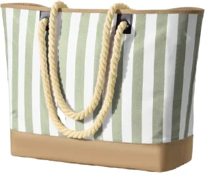 OEM Large Waterproof Canvas Beach Tote Bag Custom Women’s Jute Sand Proof Swim Pool Zipper Bag with Polyester Lining
