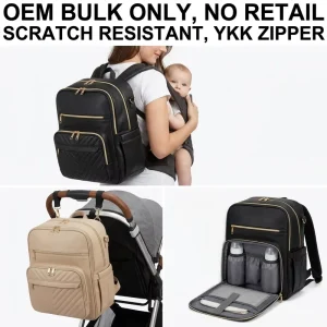 OEM ODM Custom Large PU Leather Maternity Diaper Backpack Bespoke Functional Vegan Leather Changing Bags for Mum Dad
