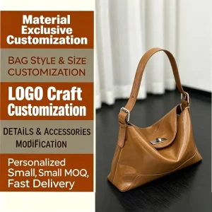 OEM ODM Customized Burst Wax Cowhide Women’s Shoulder Bag Fashionable Retro Designer Bag Large Capacity Minimalist Crossbody Bag